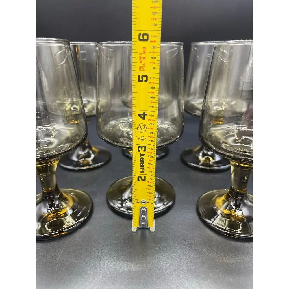 Libbey MCM Tawny Set of 5 Accent Water Wine Goblets Smoke Brown 5.75